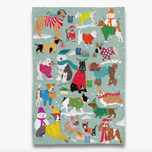 Puppy Dogs in Snow Tea Towel - Henry + Olives