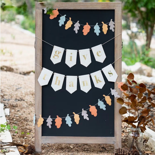 Thanksgiving Give Thanks Leaves Banner Set - Henry + Olives