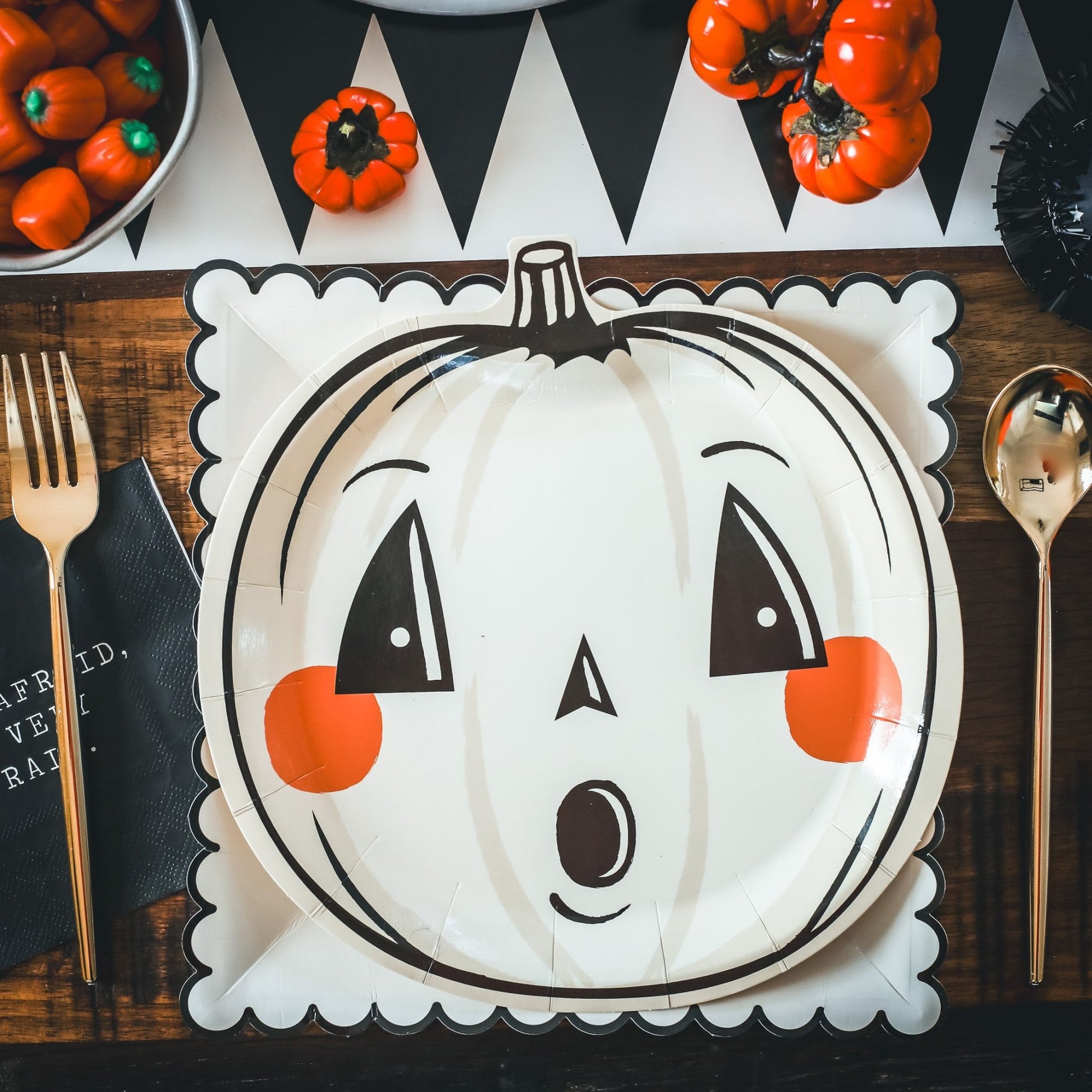 Vintage Halloween Pumpkin Shaped Plates - Henry + Olives