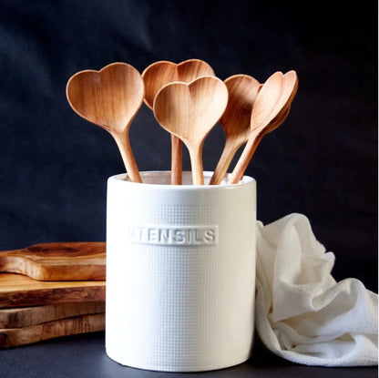 Wooden Heart Cooking Spoon + Tea Towel Gift - Henry + Olives
